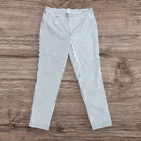 SAIL TO SABLE Navy White Stripe Back Zip Flat Front Fully Lined Trouser Pants 8 - Picture 1 of 5